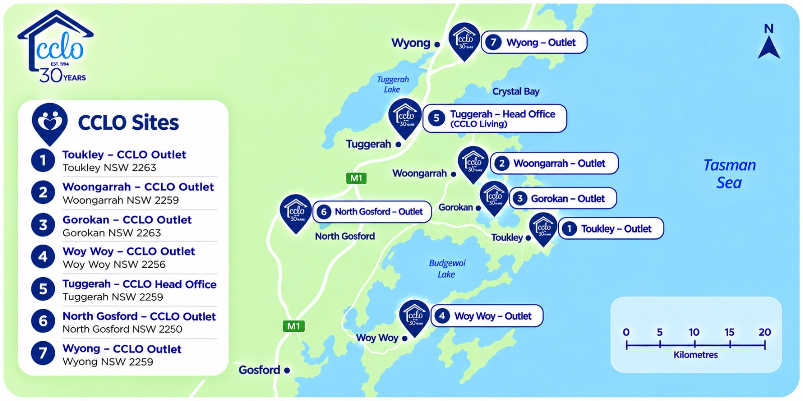 CCLO Sites Map - Central Coast NSW